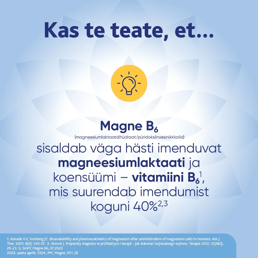 MAGNE B6 KAETUD TBL 5MG+470MG N60 - Tootepilt 5