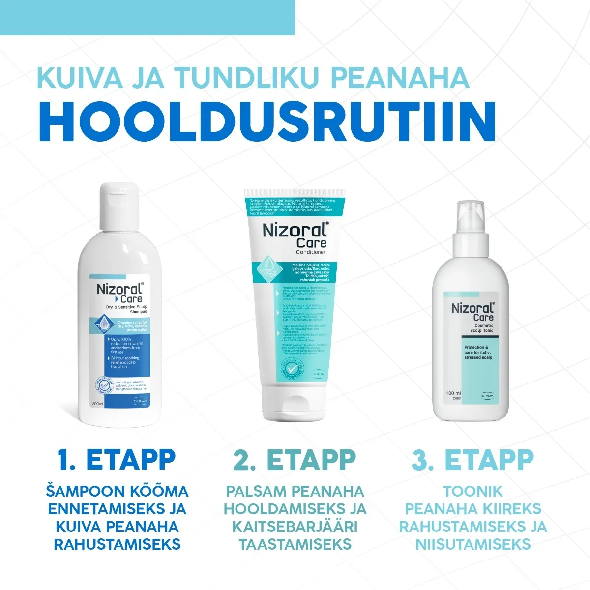 NIZORAL CARE SHAMPOON KUIVALE JA TUNDLIKULE PEANAHALE 200ML - Tootepilt 9