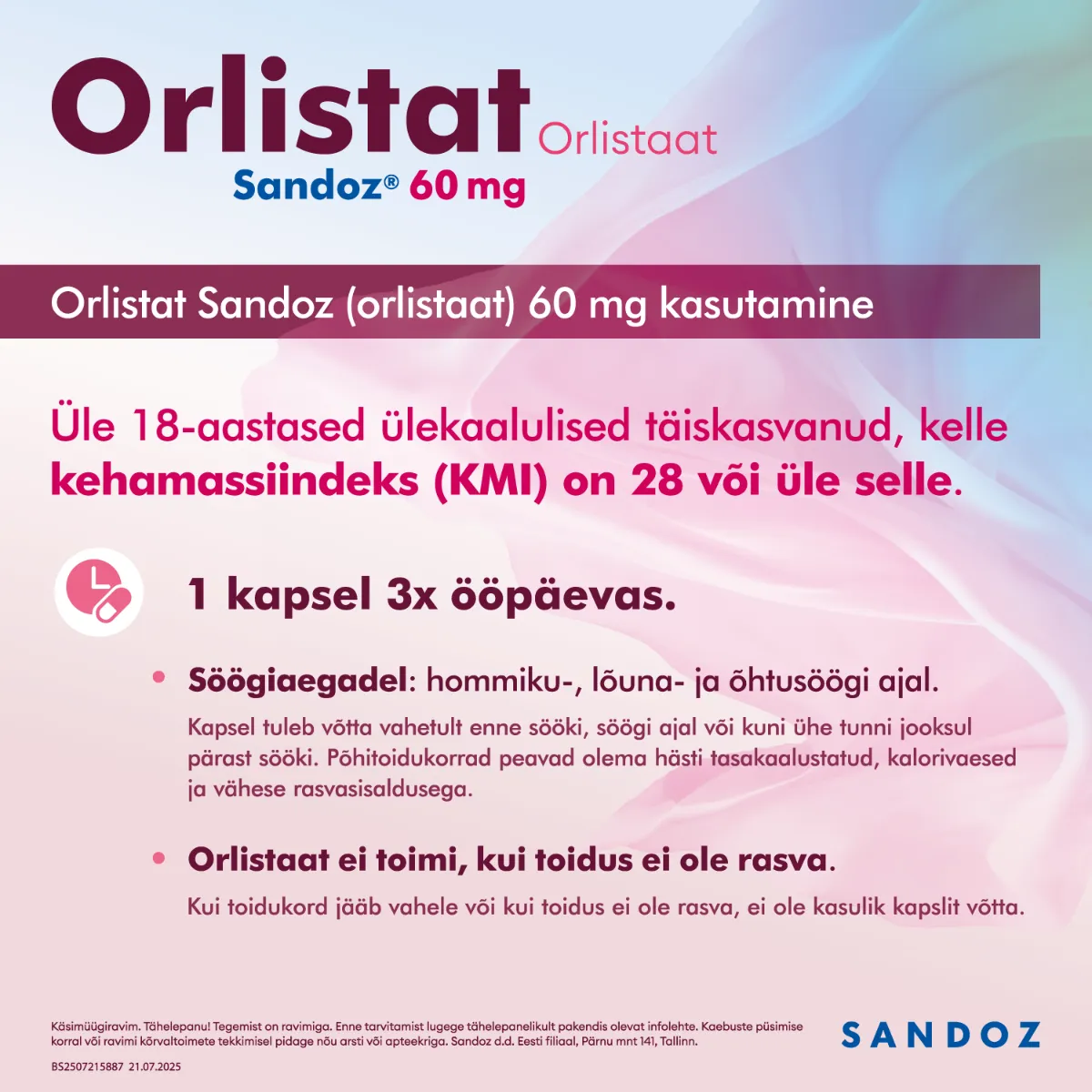 ORLISTAT SANDOZ KÕVAKAPSEL 60MG N84 - Tootepilt 3