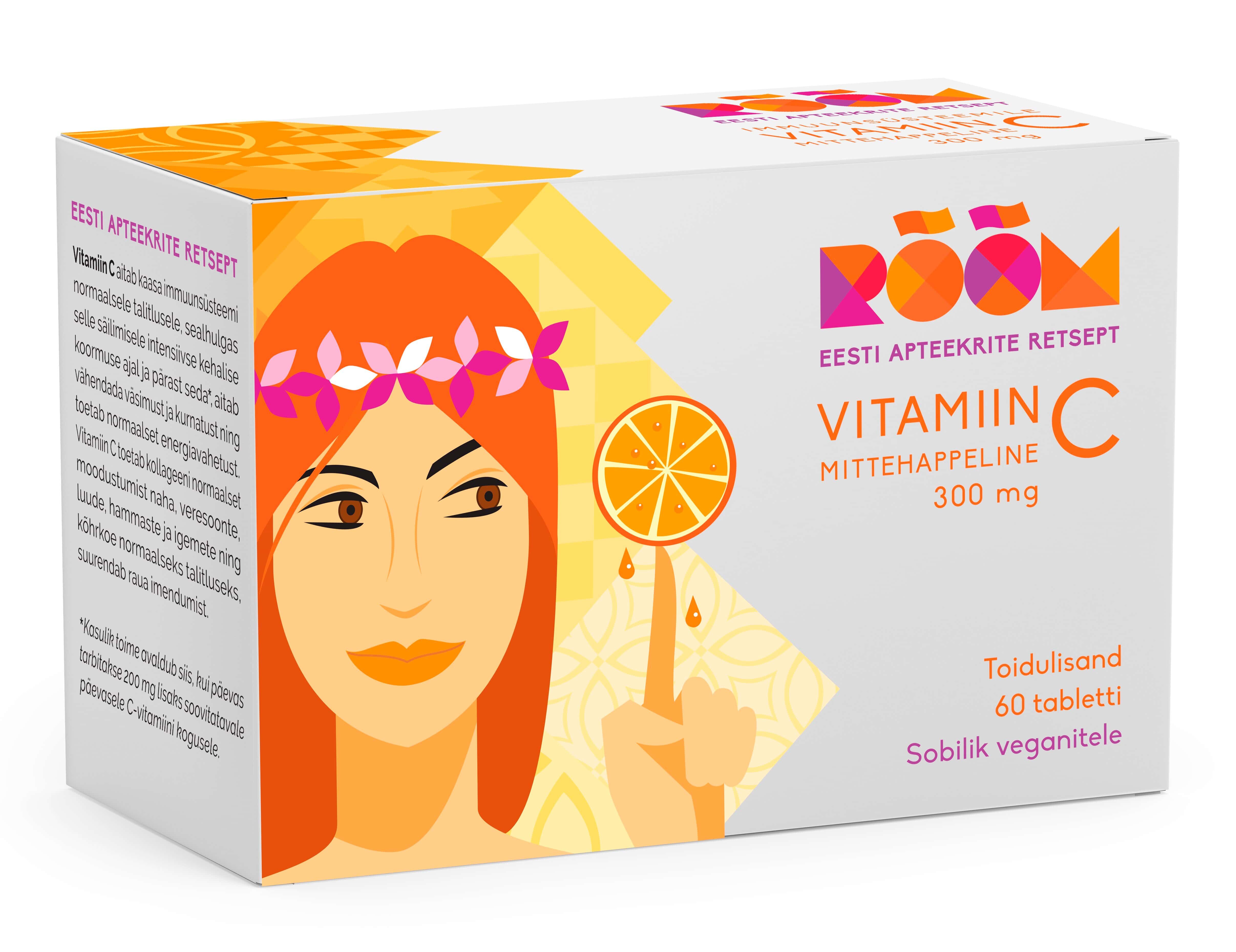 Rõõm vitamiin C mittehappeline tbl 300mg N60
